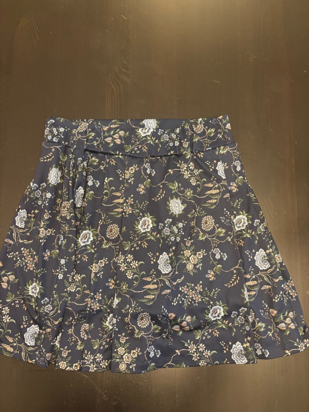 Tuckernuck Navy Floral Circle Skirt with White and Green Accents